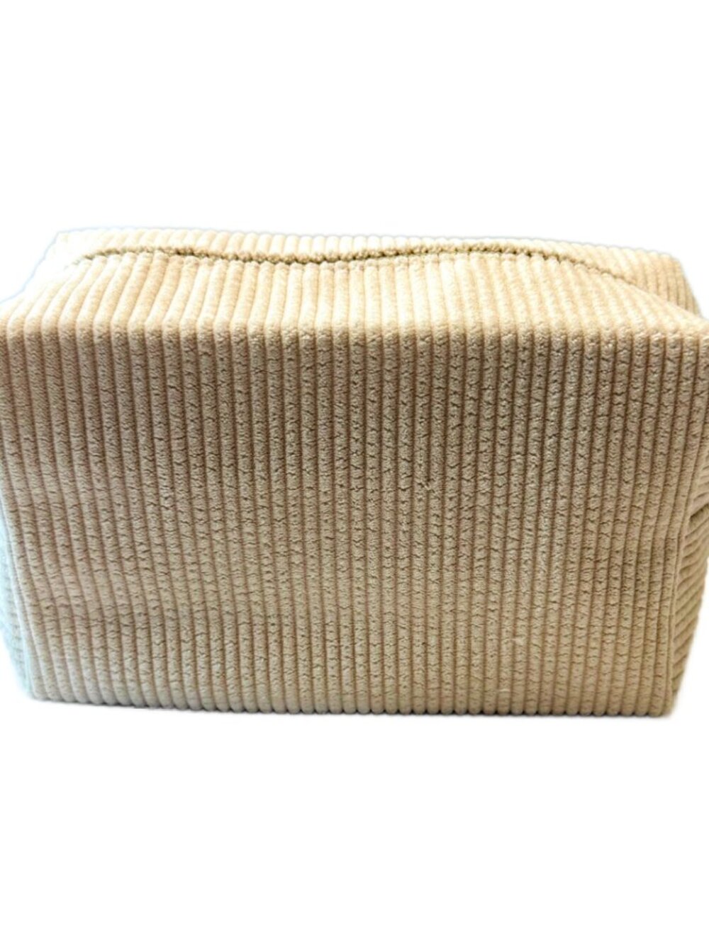 Tarte Cosmetic Makeup Bag Cream Corduroy Flat Bottom Counter Sitter New